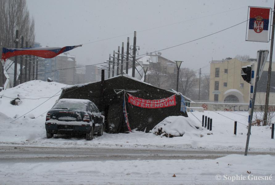 Mitrovica, barricade, main bridge, February 2012